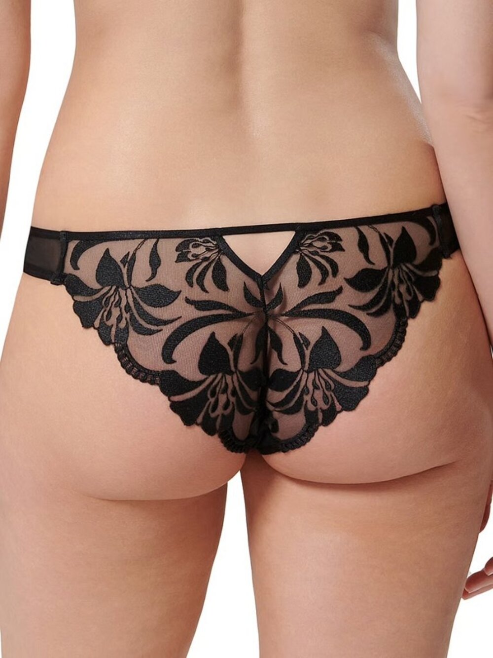 Leonora Floral Embroidered Panty Black Size US S (US 6) NWT